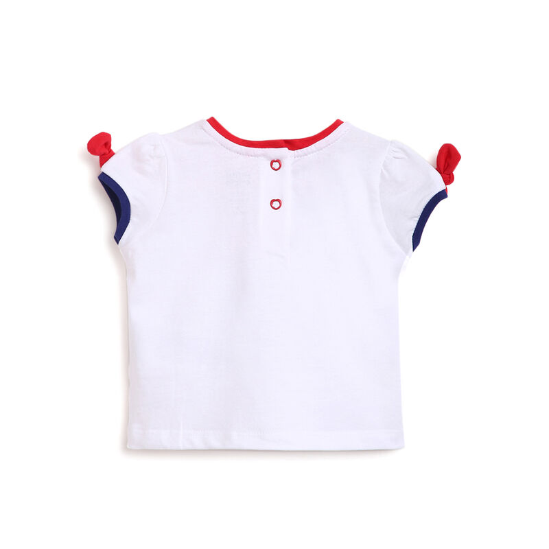 Girls White & Red Printed 2 Pc Set T-shirt with Short Trouser image number 1